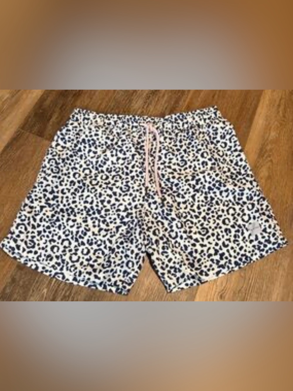 Men's Leopard Print Swim Trunks - White & blue size L